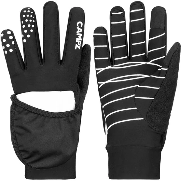 soldes pas cher CAMPZ Runner Gants, Noir/blanc 4