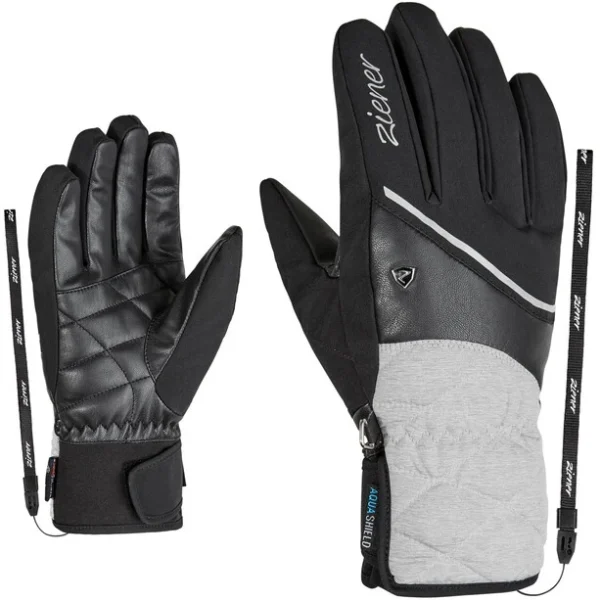 officiel Ziener Kaika AS AW Gants Femme, Noir/gris 1